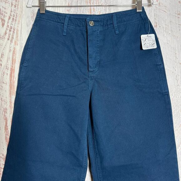NWT Free People Relaxed Boyfriend Chino Pants SIZE 26 Navy Button Fly Trousers - Picture 8 of 11